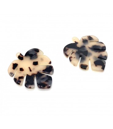 Breloque acétate MONSTERA - Ecaille clair