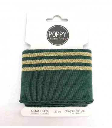 POPPY: Bord-Côte KAKI rayé DORÉ Oekotex