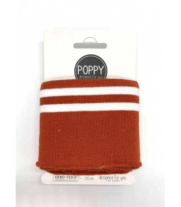 POPPY: Bord-Côte TERRACOTA rayé BLANC Oekotex
