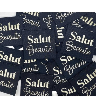 Étiquette à coudre : Salut Beauté -NOIR
