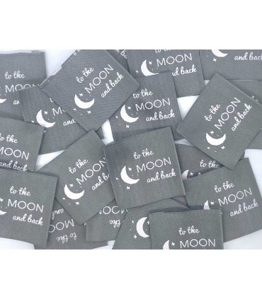 Étiquette à coudre : To the MOON and Back Gris