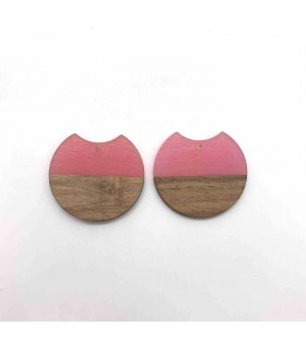 Pendentif Rond Acrylique et Bois - ROSE