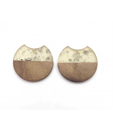 Pendentif Rond Acrylique et Bois - TRANSPARENT ARGENT