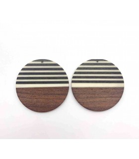 Pendentif Rond Acrylique et Bois - Imprimé RAYURE