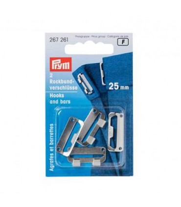PRYM : Agrafes Plates 25mm – Argent
