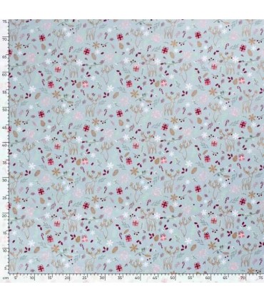 Popeline de Coton de Noël BLEU