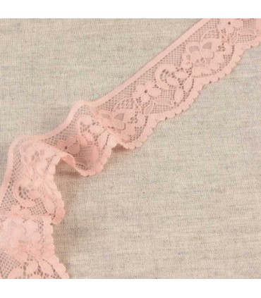 DENTELLE ÉLASTIQUE à FLEURS 3,3cm - SAUMON