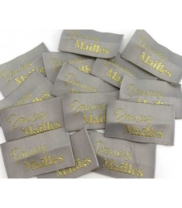 Étiquette à coudre lurex : Douces mailles Gris