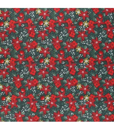 POPPY : Popeline de Coton - Christmas flower