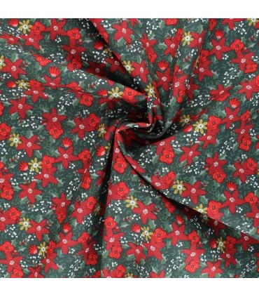 POPPY : Popeline de Coton - Christmas flower