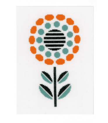 VERVACO kit à broder point compté Fleur Graphique Orange/Menthe