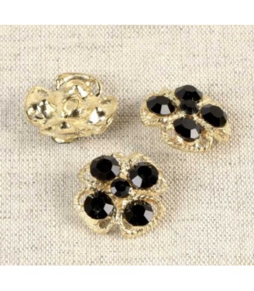 Bouton bijoux Strass Trèfle 19mm - NOIR