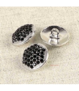 Bouton Bijoux strass 17mm - NOIR