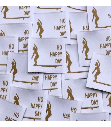 Étiquette à coudre Blanche : Ho Happy Day