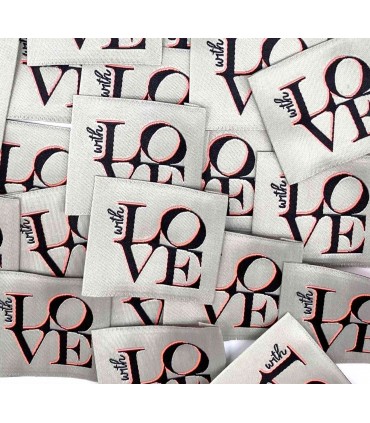 Étiquette tissée à coudre with love