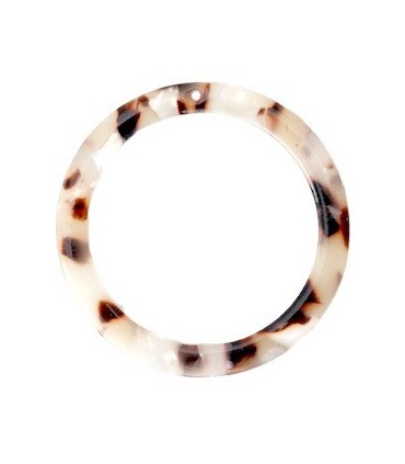 Pendentif en résine rond 35mm - Écaille nacré