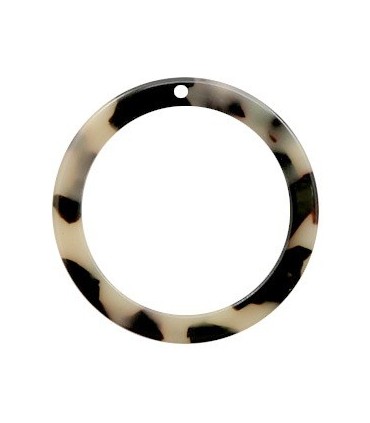 Pendentifs en résine rond 35mm - Noir/Rosé