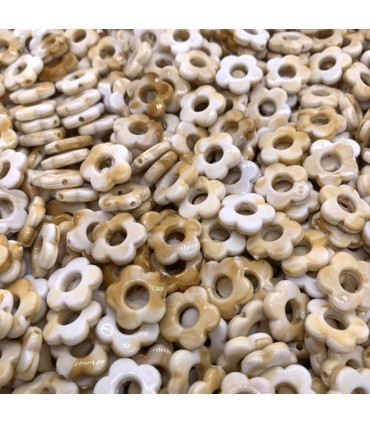 Pendentif en acétate Fleur 15mm - OCRE