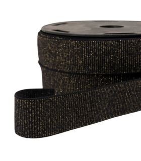 Élastique plat 32mm Lurex NOIR/DORÉ