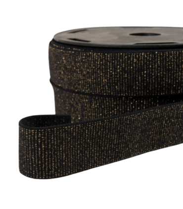 Élastique plat 32mm Lurex NOIR/DORÉ
