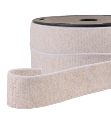 Élastique plat 32mm Lurex BLANC/DORÉ