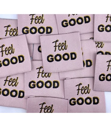 Étiquette tissée à coudre : FEEL GOOD - Lurex