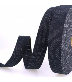 Sangle à sac Paillettes MARINE et ARGENT