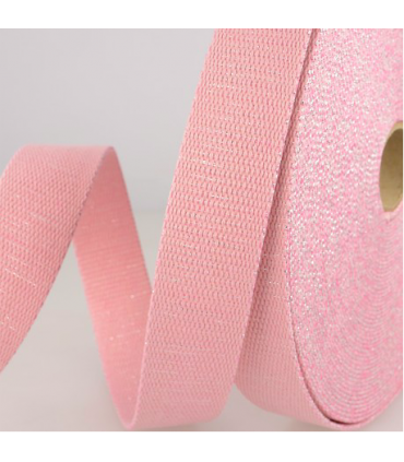 Sangle à sac Paillettes ROSE et ARGENT