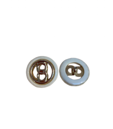 Bouton Sur Pied 18mm Maillons dorés - CRÈME