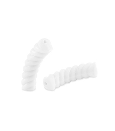 Perles acryliques Tube Torsadée BLANC