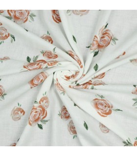POPPY : Double gaze de Coton - Roses