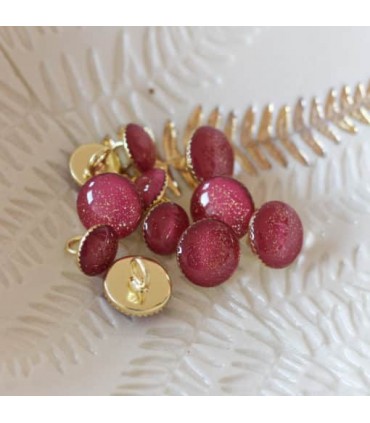 LISE TAILOR: Bouton Bottine à paillettes 11mm - FUCHSIA