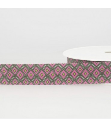 BIAIS IMPRIMÉ VITRAUX 20mm - ROSE