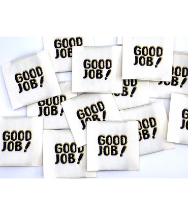 Étiquette tissée à coudre : GOOD JOB! - Lurex