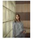 Double Gaze Double Face Jacquard Fleuris Vert d’eau/Vieux rose