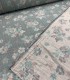Double Gaze Double Face Jacquard Fleuris Vert d’eau/Vieux rose