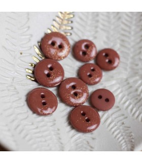LISE TAILOR  Bouton glitter deux trous 12mm TERRACOTTA