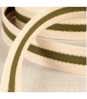 Sangle a Sac 30mm Rayures Lurex DORE KAKI