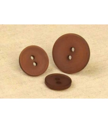 Bouton 2 trous satine  15mm Marron