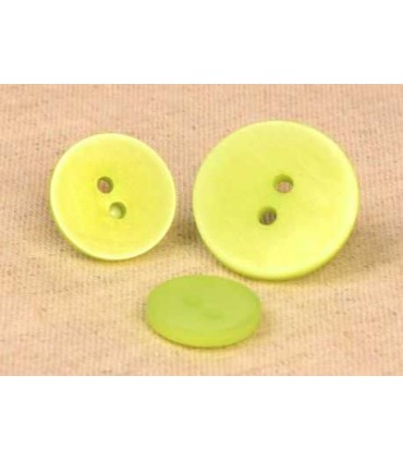 Bouton 2 trous satine  15mm VERT CLAIR