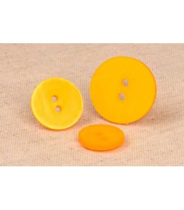 Bouton 2 trous satine  15mm JAUNE