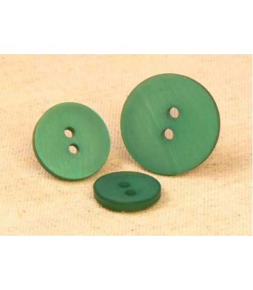 Bouton 2 trous satine  15mm Vert