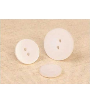 Bouton 2 trous satine  15mm BLANC