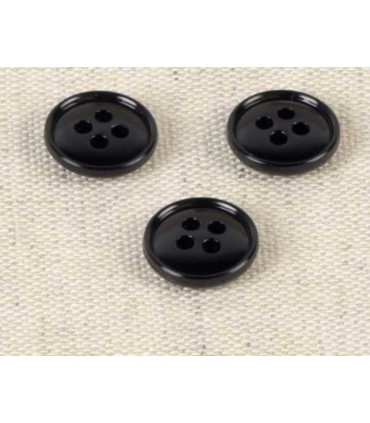 Bouton 4 trous recycle 11mm Noir