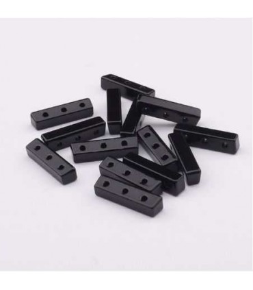 Perle Emaillee Fine Rectangle Noir
