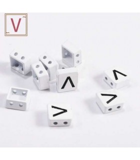 Perles emaillees forme carrees LETTRE V