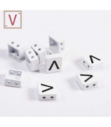 Perles emaillees forme carrees LETTRE V