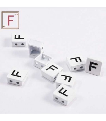 Perles emaillees forme carrees LETTRE F