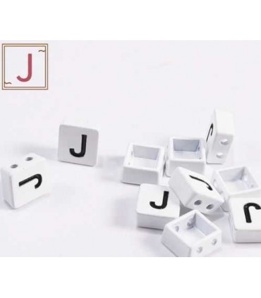 Perles emaillees forme carrees LETTRE J