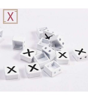 Perles emaillees forme carrees LETTRE X
